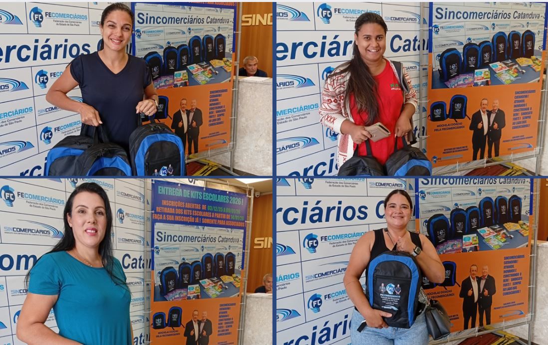 Segue entrega dos kits escolares no Sincomerciários de Catanduva  aos associados