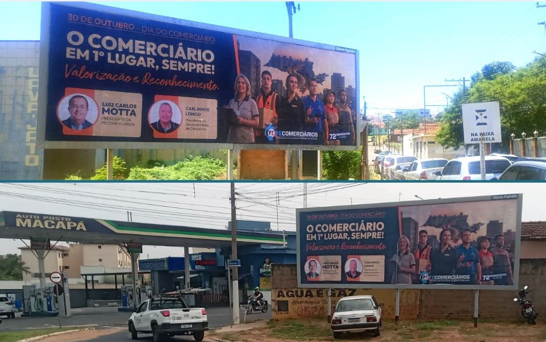 Sincomerciários de Catanduva instala outdoors em homenagem ao Dia do Comerciário