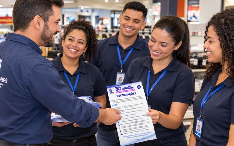 Dirigentes levam as dez Deliberações do ‘Dia dos Comerciários’ aos locais de trabalho