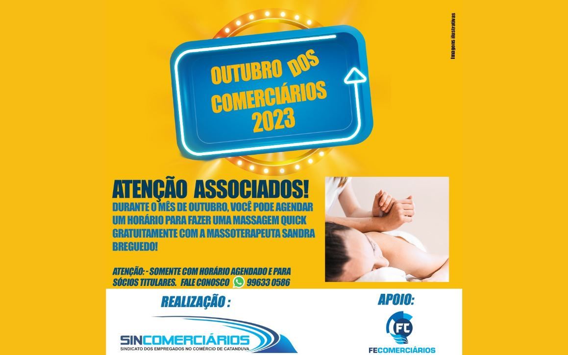 Associados do Sincomerciários Catanduva têm massagem grátis em outubro