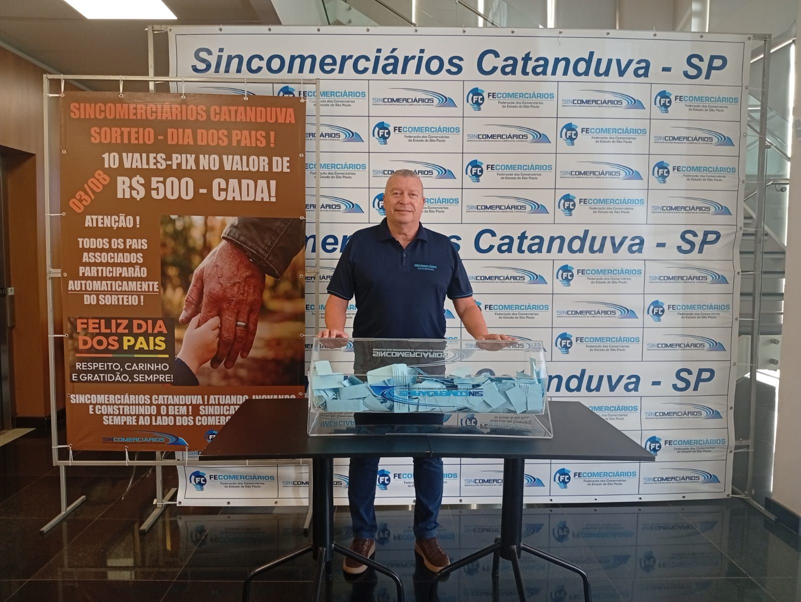 Sincomerciários Catanduva sorteou 10 vales-Pix de R$ 500, cada, em comemoração ao Dia dos Pais