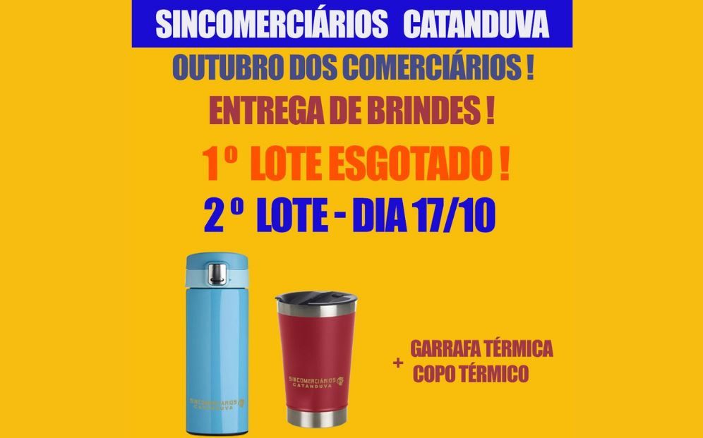 Novo lote de brindes do Sincomerciários Catanduva será entregue dia 17/10