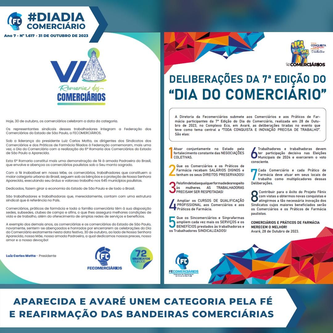 Aparecida e Avaré unem categoria pela fé e reafirmação das bandeiras comerciárias