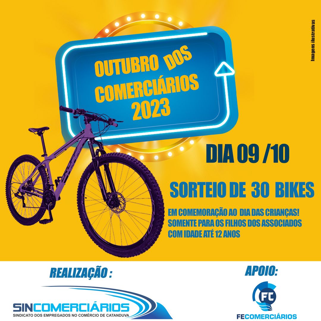 Sincomerciários Catanduva irá sortear 30 bikes em outubro