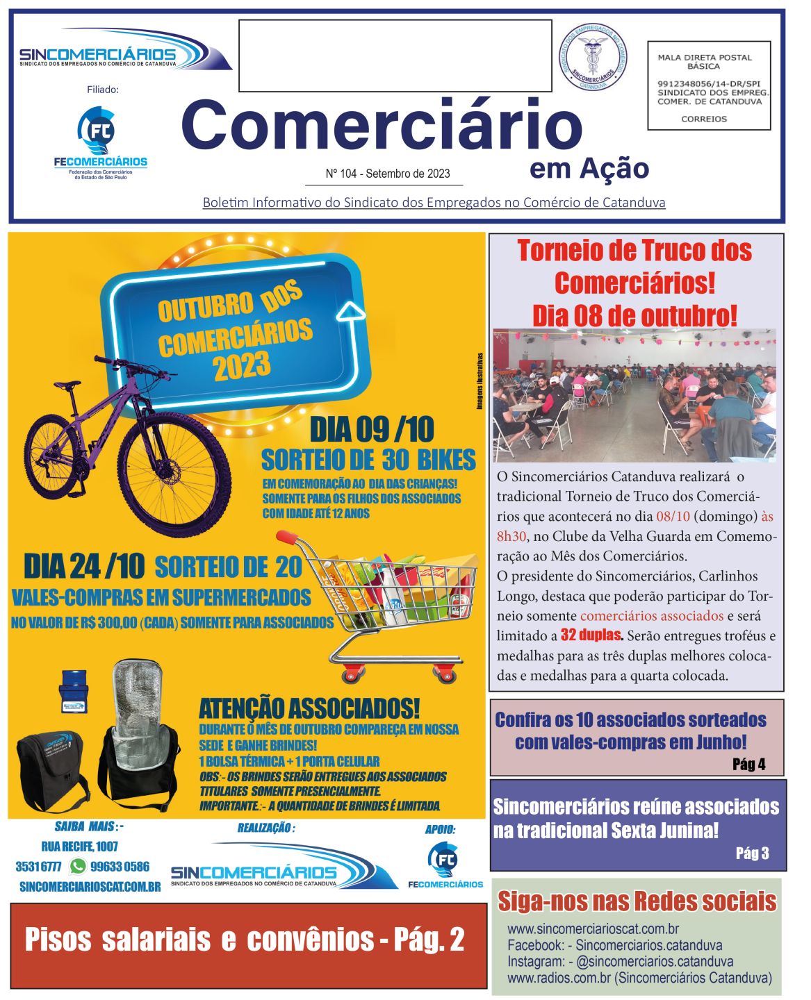 Informativo do Sincomerciários Catanduva começa a ser entregue